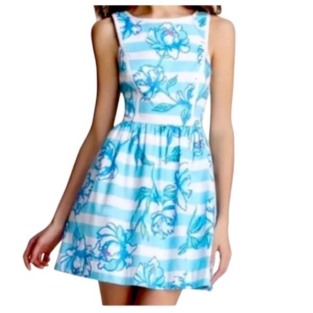 Lilly Pulitzer Womens Sandrine Dress Shorely Blue Sleeveless Size 4
